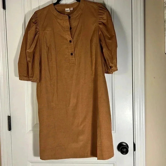 GAP Corduroy Puff Sleeve Mini Dress NWT - Picture 1 of 3